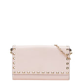 ヴァレンチノ ロックスタッズ チェーンウォレット ショルダーバッグ ピンク レザー レディース Valentino 【中古】